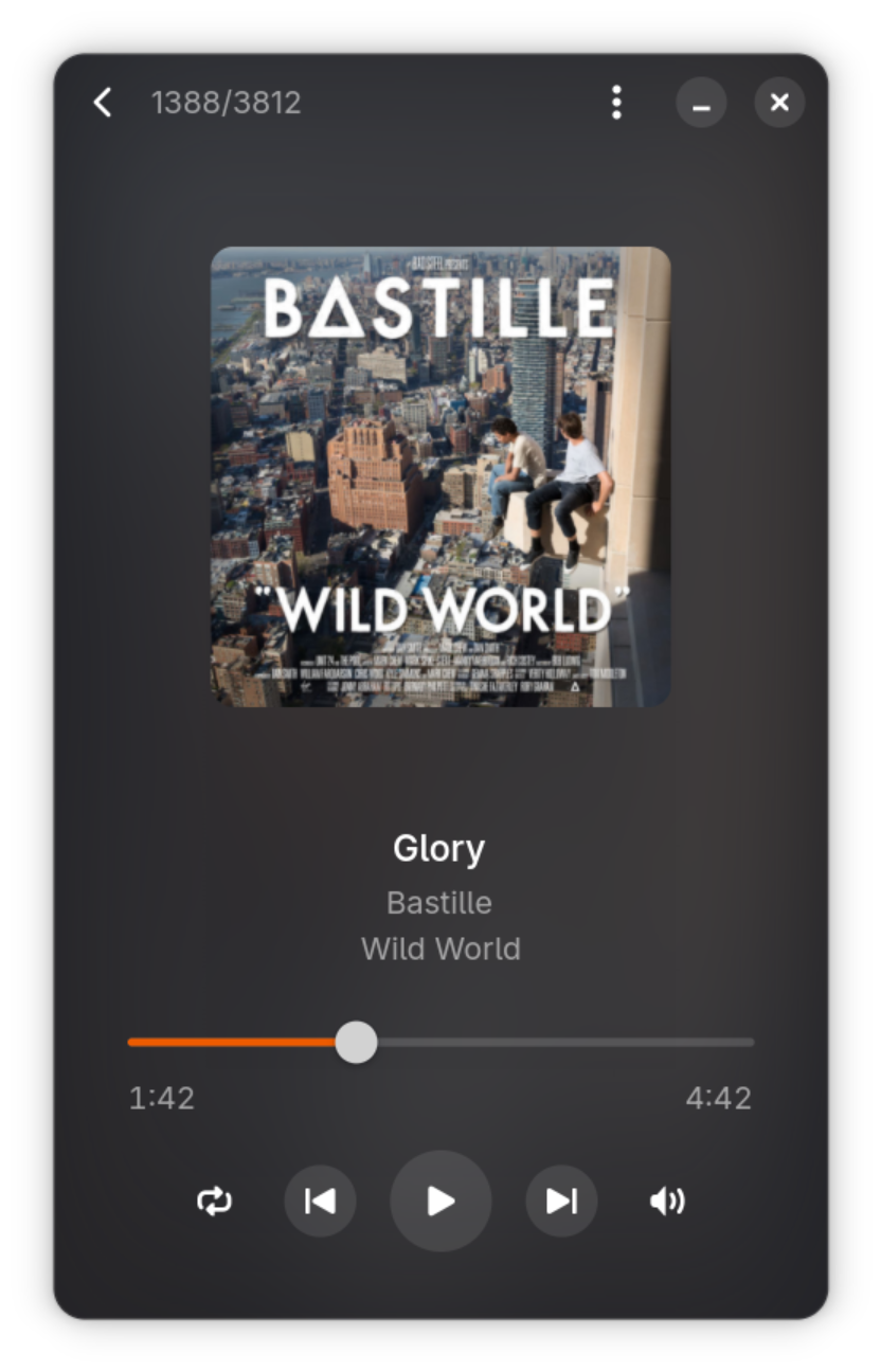 A screenshot of the Now Playing screen in Gapless, for comparison